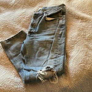 Agolde Riley Denim Jeans with ripped knees